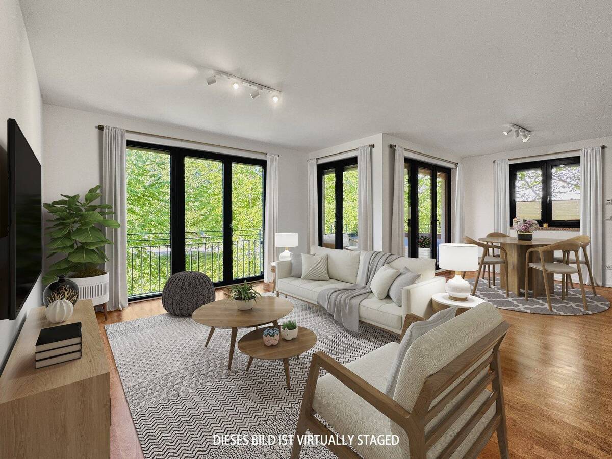 Bogenhausen-Oberföhring: Moderne, renovierte 3-Zi.-Wohnung nahe Isarhochufer (89 m², Süd-Balkon, TG) – 81925 München – Bild 1 von 8