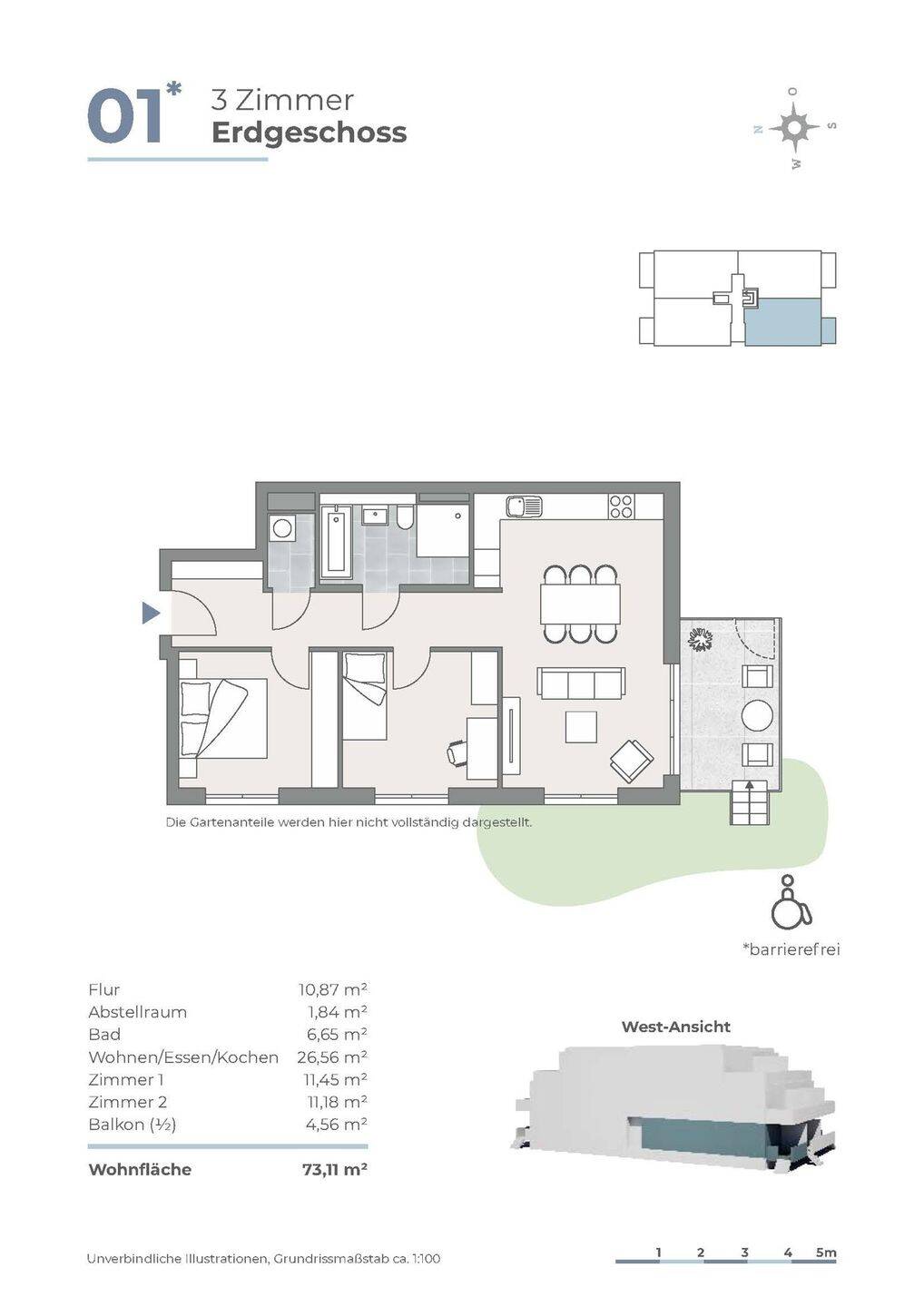Barrierefrei ins eigene Zuhause: 3-Zimmer-EG-Wohnung mit Balkon und Gartenanteil -WE01 – Berlin – Vorschaubild 8