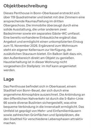 Penthousewohnung in Bonn-Oberkassel an Pärchen zu vermieten – 53227 Bonn – Vorschaubild 2