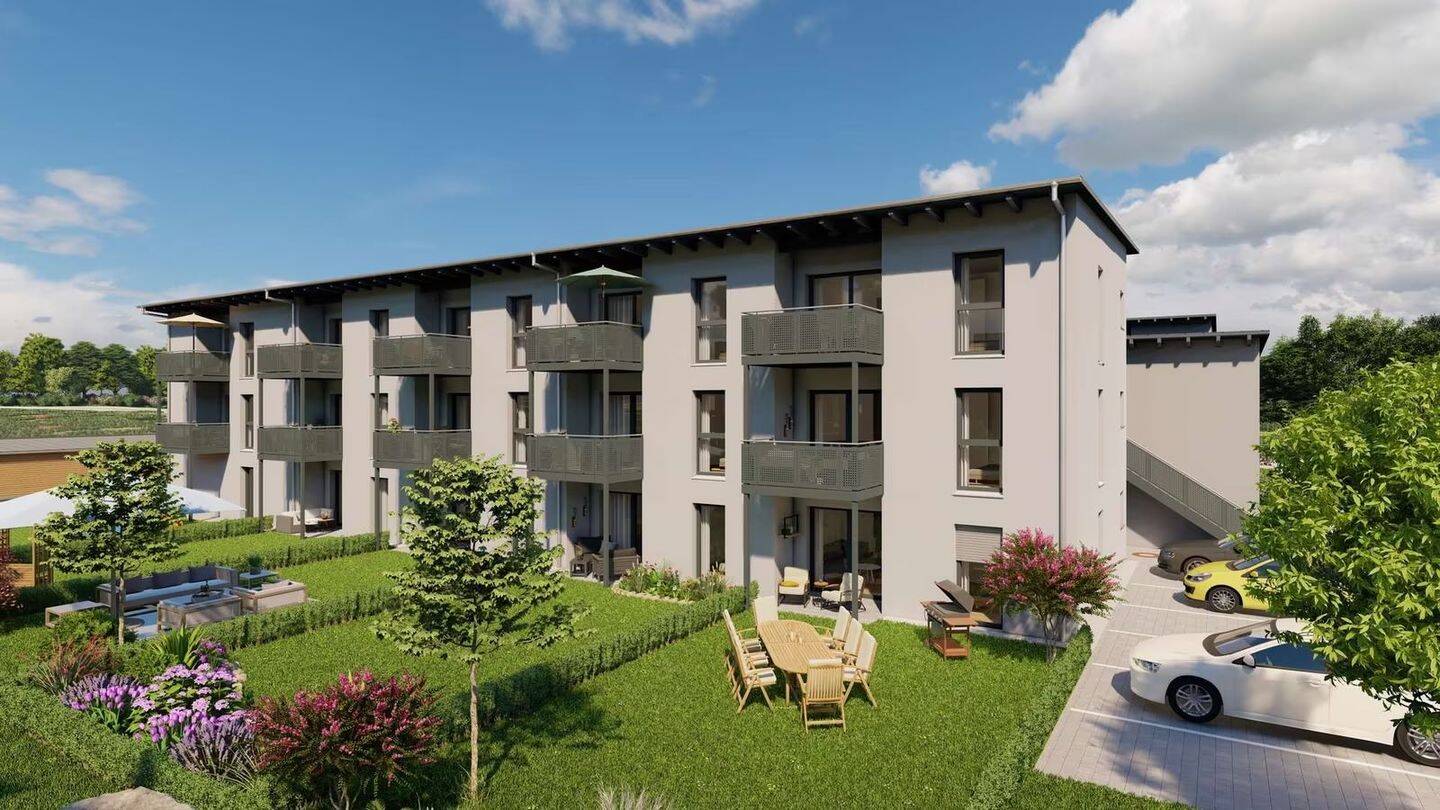 Moderne 2-Zimmer-Neubauwohnung (KfW 40 QNG) mit Balkon, Einbauk.