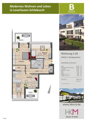 3-Zimmer-Wohnung im Dachgeschoss mit Loggia – 51375 Leverkusen – Vorschaubild 2