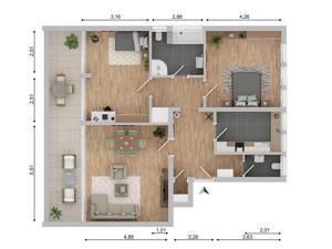 Kölner Süden, rheinnahe, ruhige und helle 3- Zimmerwohnung mit großem überdachten Südostbalkon und TG-Stellplatz – 50999 Köln – Vorschaubild 2