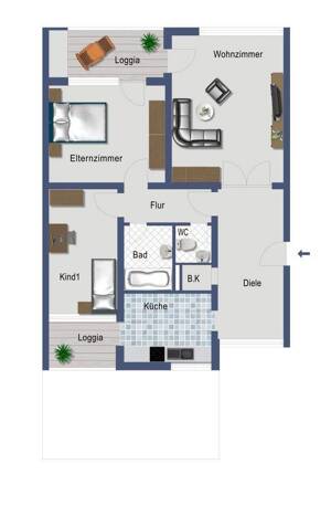 BN-Endenich. Vermietete Kapitalanlage EG mit 3 ZKB mit Balkon - Provisionsfrei! – 53121 Bonn – Vorschaubild 3