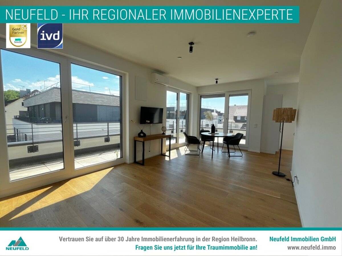 Stylische 2,5-Zimmer Penthouse-Wohnung in erstklassiger Lage zu vermieten! – 74072 Heilbronn – Bild 1 von 9