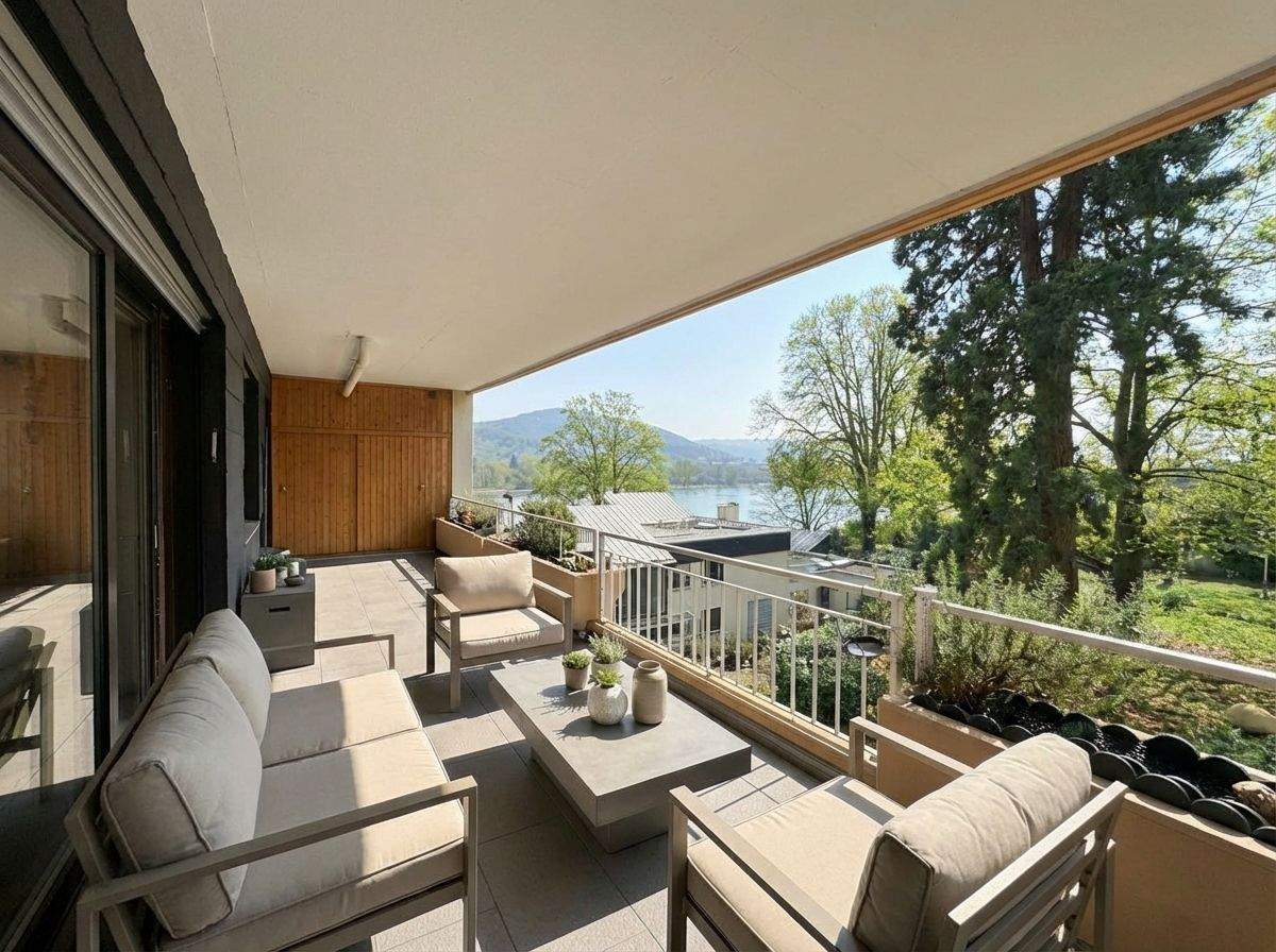 4-Zimmer-Wohnung mit 2 Bädern u. 2 Balkonen mit Rheinblick, 3. OG Aufzug + TG in Bonn Rüngsdorf