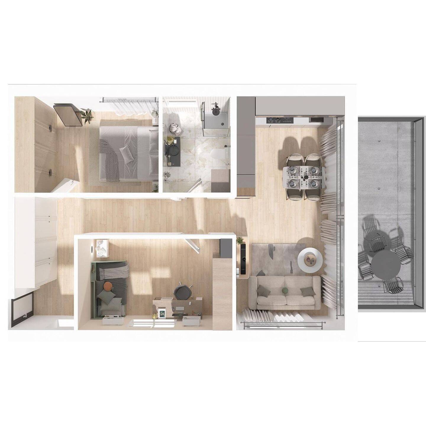 Lichtdurchflutete 3-Zi.-Neubauwohnung mit großem Balkon – Nürnberg – Vorschaubild 2