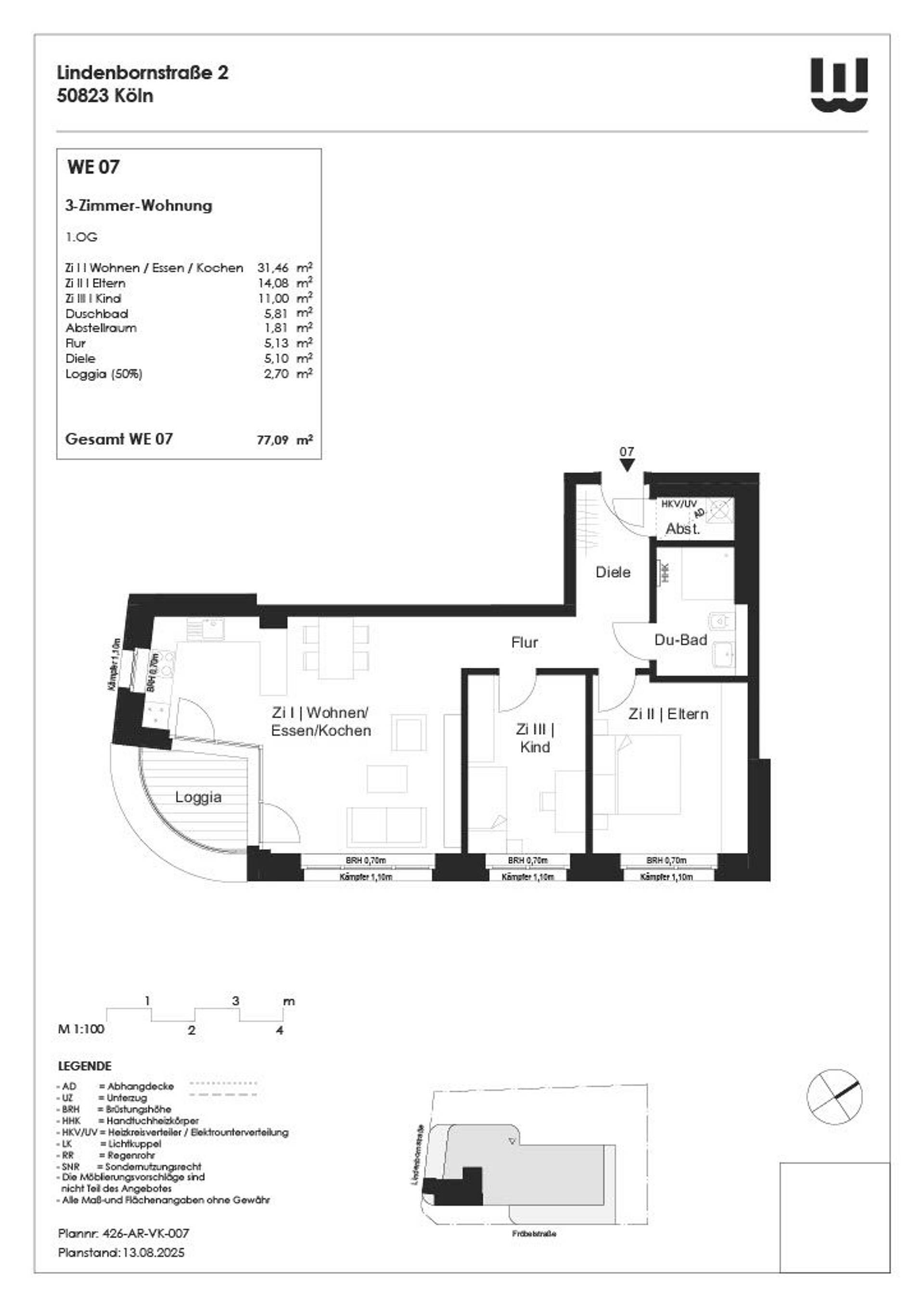 Etagenwohnung in 50823 Köln mit 77,09 m² kaufen