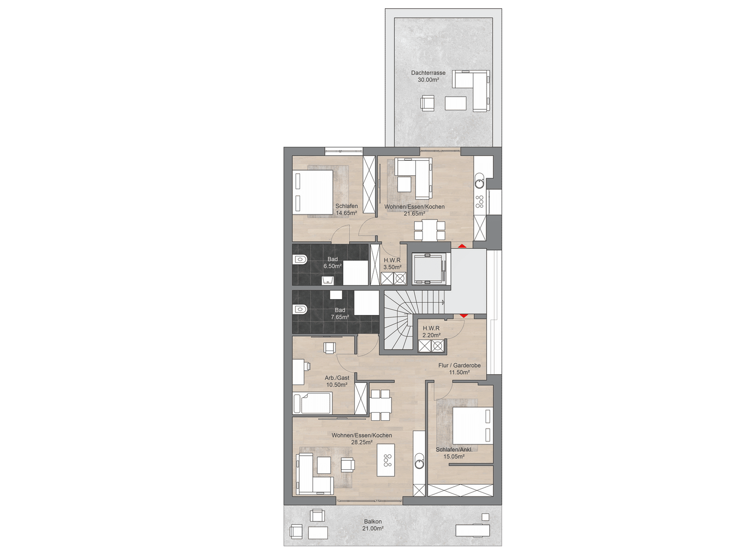 Ideales Penthouse in Bielefeld Brake – 83,5 m²,zentrale Lage, moderne Technik, Eigentumswohnung, 3,5 ZKB, montl. Rate: 1350€ – Bielefeld – Vorschaubild 7