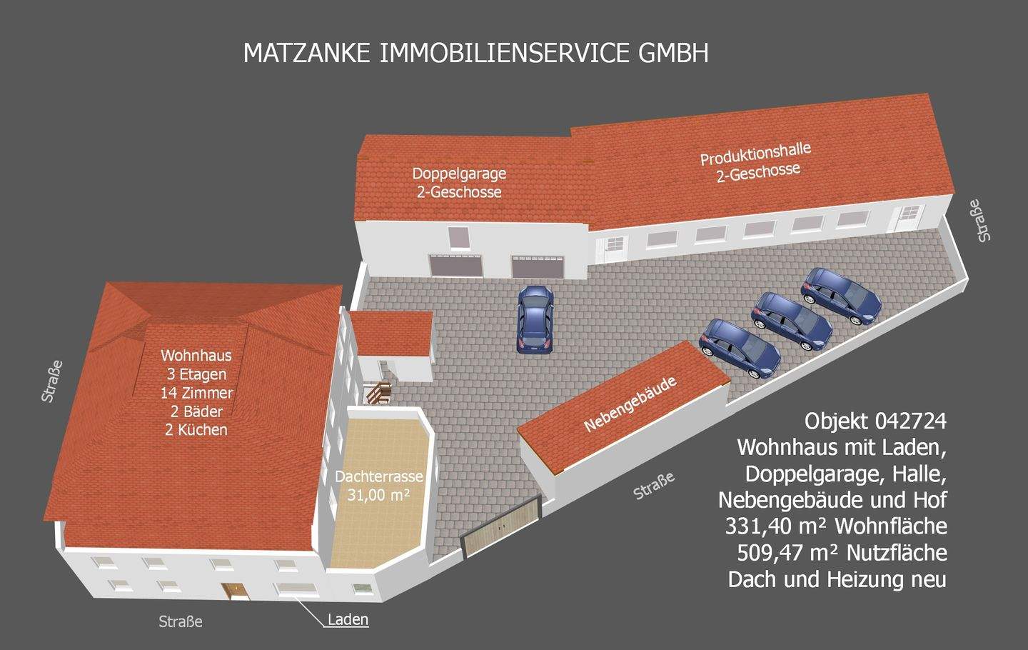 PROVISIONSFREI: Wohnhaus + Laden + Doppelgarage + Halle + Nebengebäude + Hof – Ortenberg – Vorschaubild 2