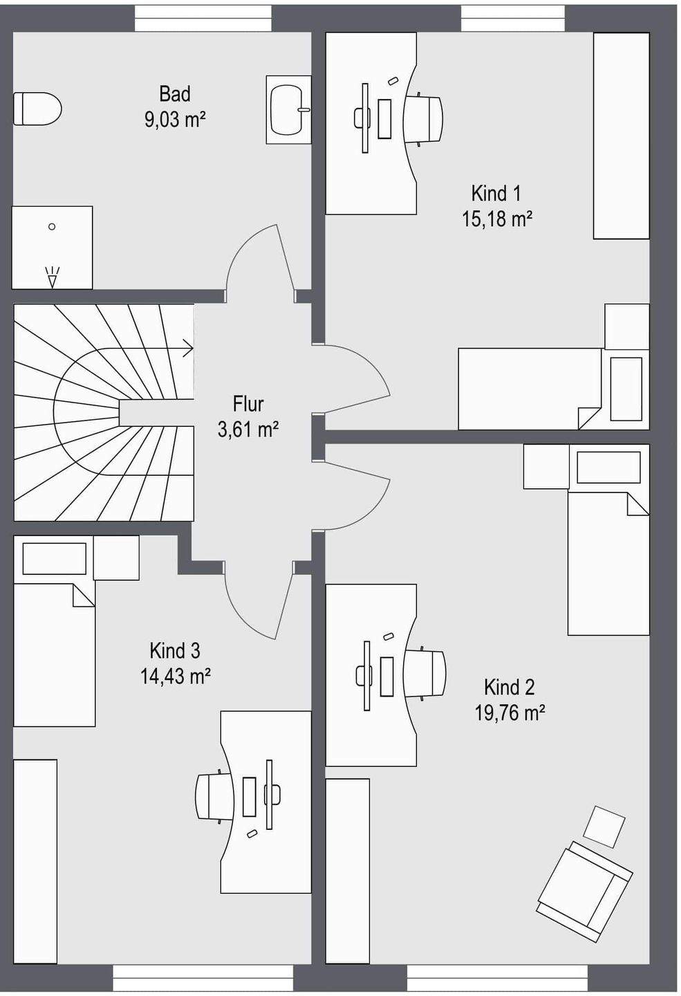 KfW-55 Neubau - Großzügige Doppelhaushälfte mit zwei Bädern!!! – Adlkofen – Vorschaubild 4