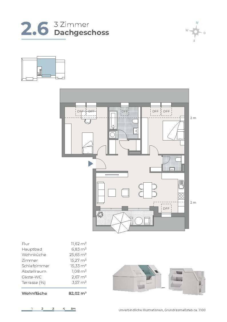 Lichtdurchflutete 3-Zimmer-DG-Wohnung mit Südterrasse & Weitblick - WE 2.6 – Berlin – Vorschaubild 7