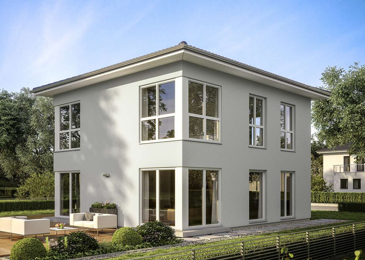 Ein Haus - vier Dachvarianten - moderne Stadtvilla mit Grundstück