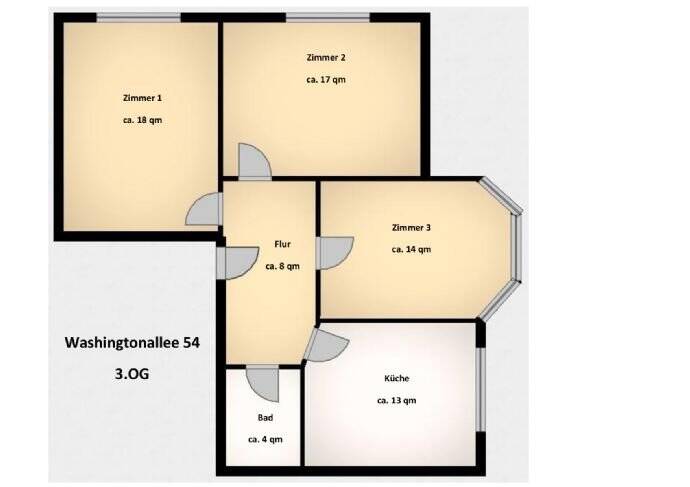Sehr gut geschnittene 3- Zimmerwohnung mit großer Wohnküche in Hamburg-Horn – Hamburg – Vorschaubild 2