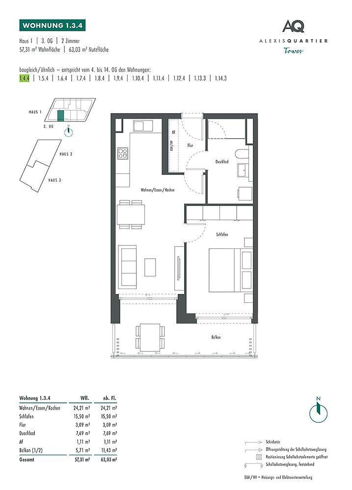 Moderne 2-Zi.-Whg. mit Duschbad und großem Südbalkon – München – Vorschaubild 4