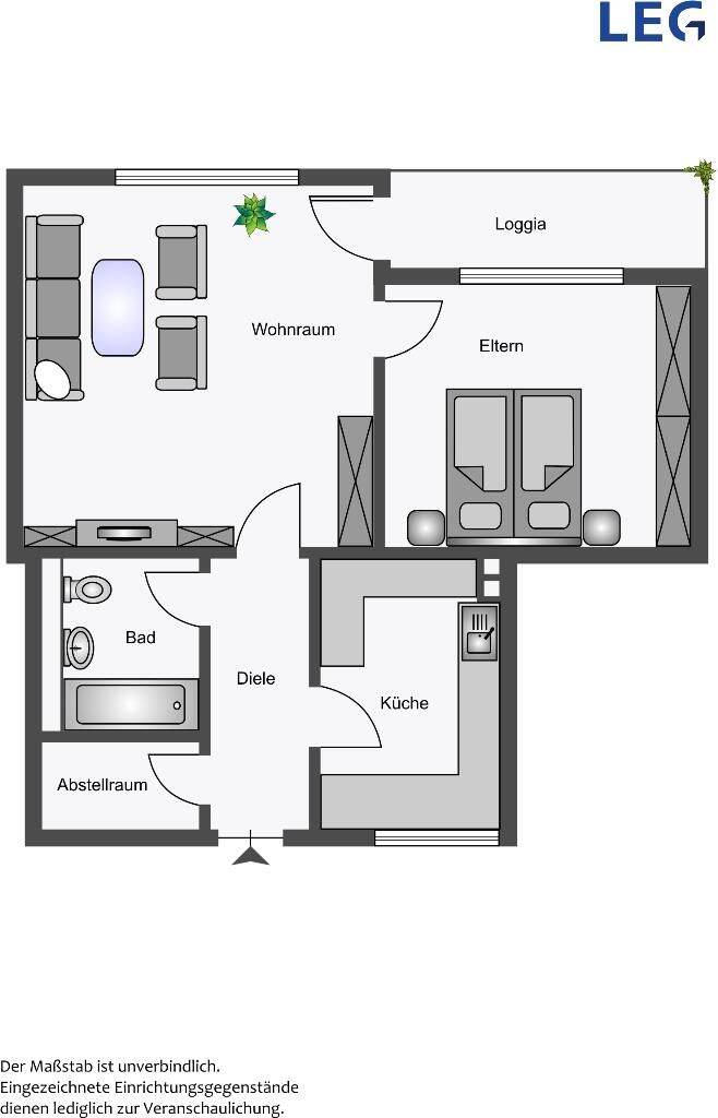 2-Raum Wohnung mit Aussicht in Hamm Bockum Hövel – Hamm – Vorschaubild 2