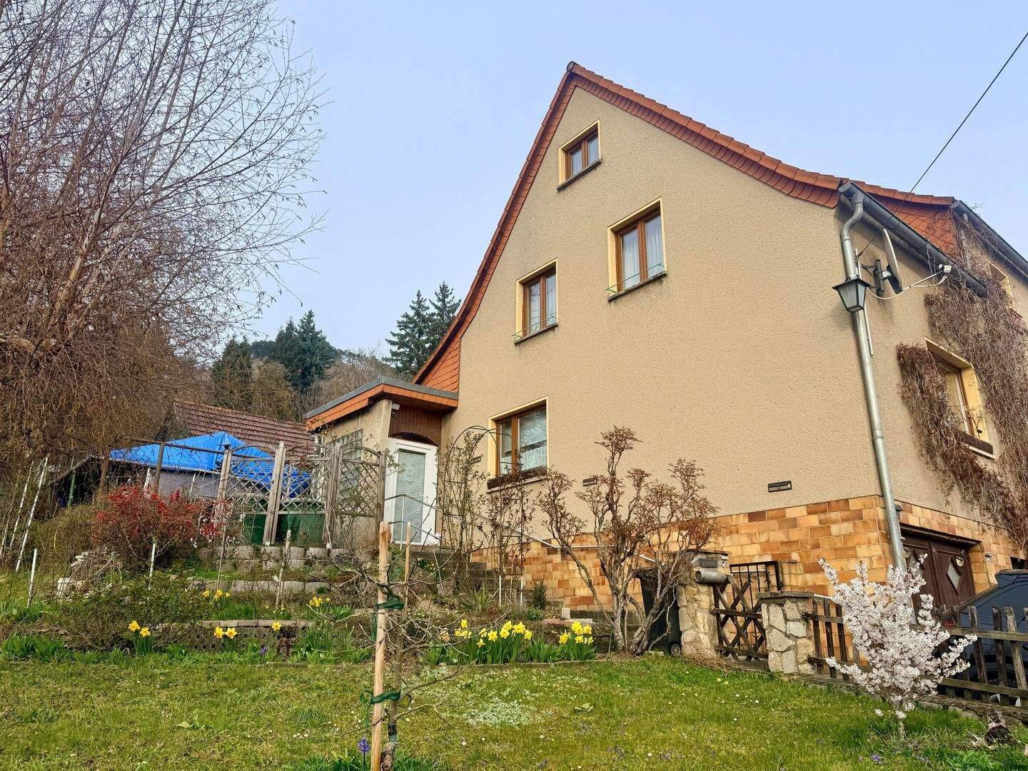 Naturnahes Familienwohnen in Jena: Doppelhaushälfte mit Südgarten und Zukunftspotenzial