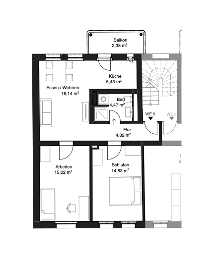 Erstbezug nach Sanierung! Moderne 3-Zimmer-Wohnungen mit Altbaucharme in Nürnberg-Gostenhof! – Nürnberg – Vorschaubild 2
