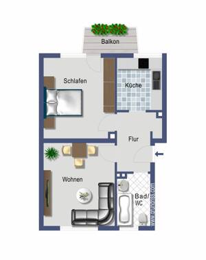 Ab sofort frei ! Renovierte 2,5- Zimmer Wohnung mit Balkon in Düsseldorf- Hassels ! Provisionsfrei! – 40599 Düsseldorf – Vorschaubild 3