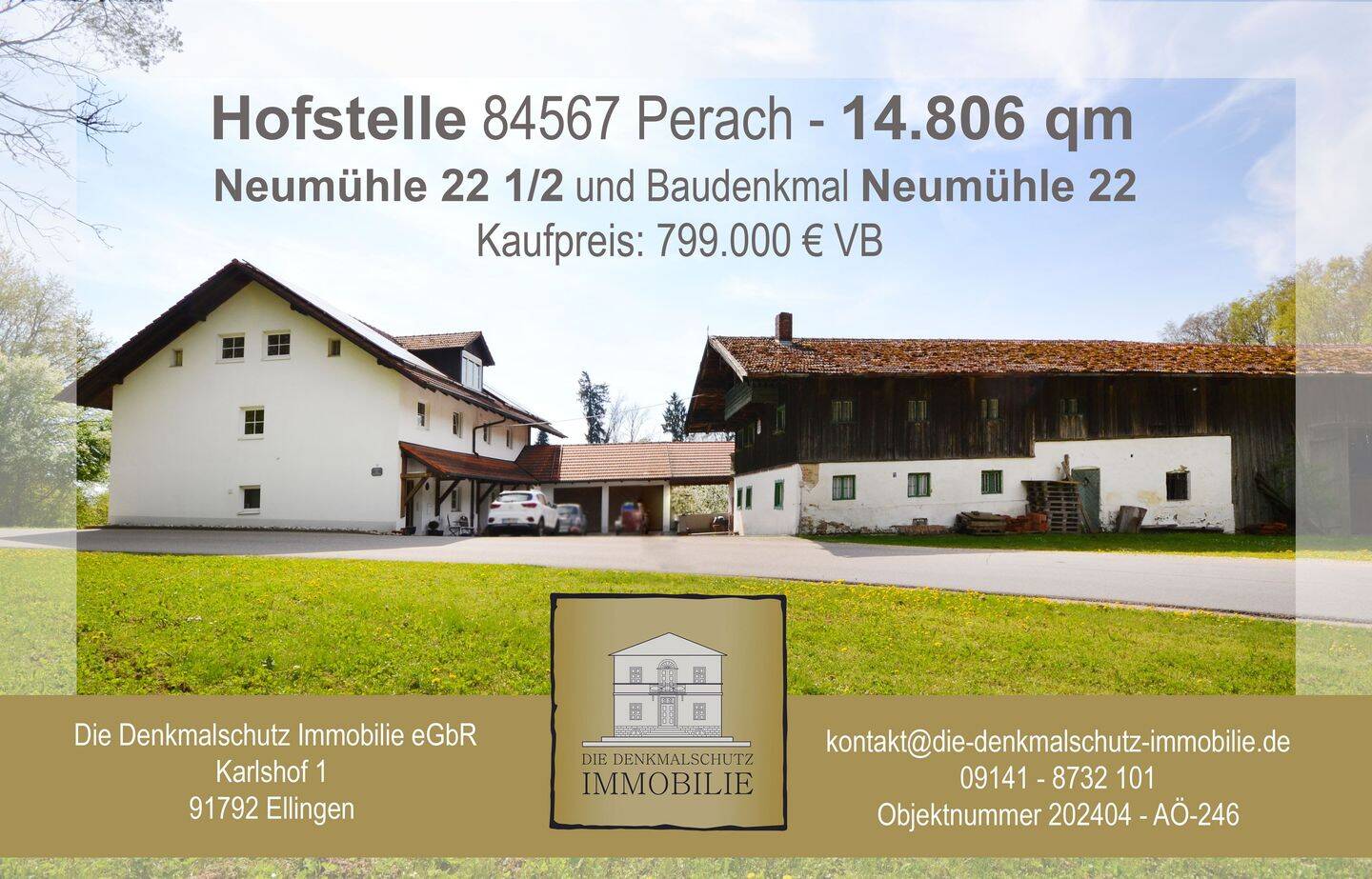 Hofstelle Neumühle 22 1/2 & Baudenkmal Neumühle 22 – Perach – Bild 1 von 9
