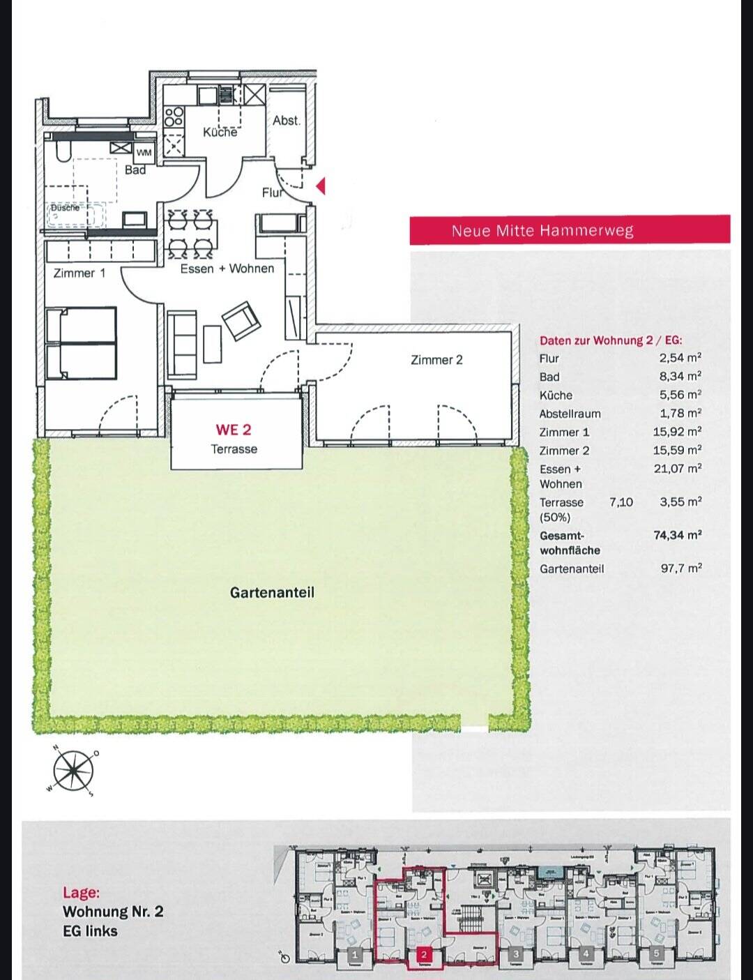 Moderne 3-Zimmer-Wohnung mit Garten