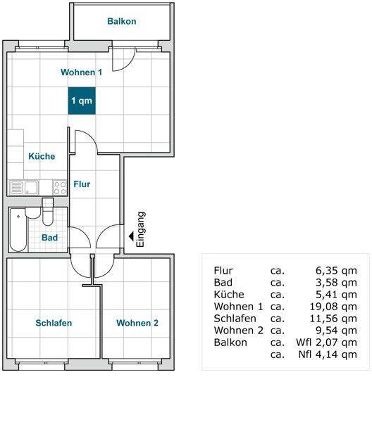Gemütliche 3-Raumwohnung mit offener Küche und Balkon! – Dresden – Vorschaubild 2
