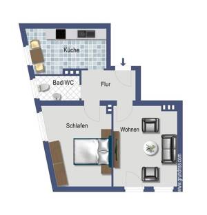 Werthaltige Kapitalanlage 2-Zimmer-Wohnung mit Balkon in Mörsenbroich, bequem im 1. OG – Graf-Recke-Straße 143, 40237 Düsseldorf – Vorschaubild 3
