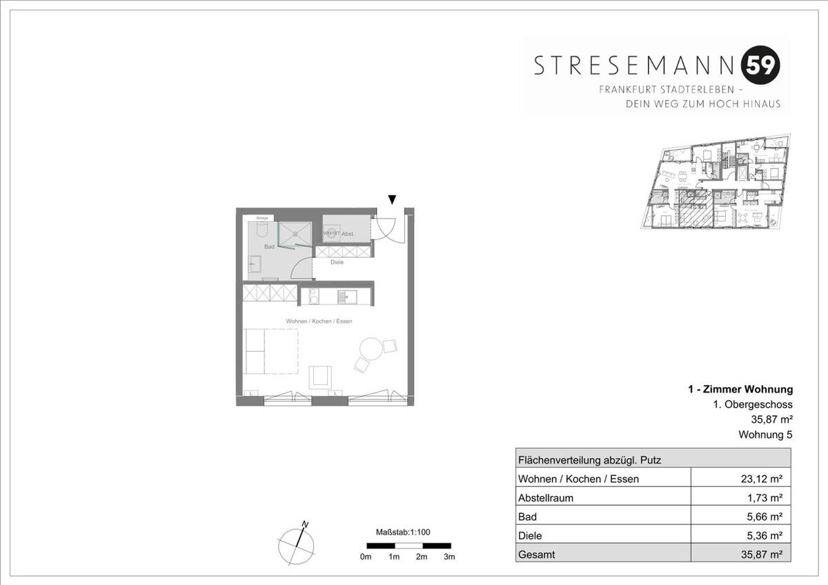 1 Zimmer-Wohnung Neubau-Erstbezug – 60599 Frankfurt am Main – Bild 1 von 4