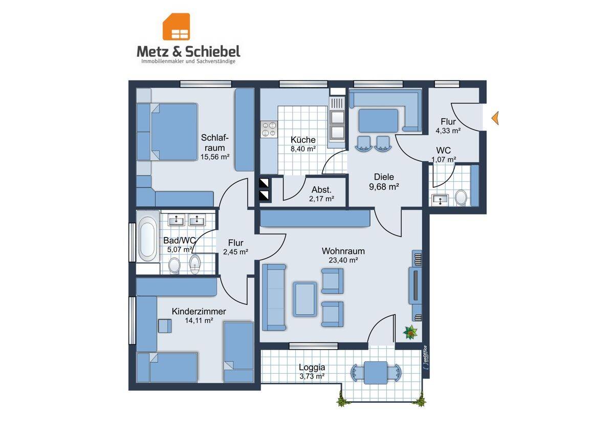 Lichtdurchflutetes Wohnen mit Weitblick: Großzügige 3,5 Zimmer-Wohnung mit Sonnenbalkon in Mainz – Mainz – Vorschaubild 2