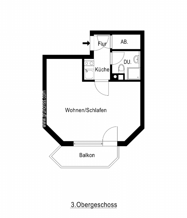 Vermietete 1-Zimmer-Wohnung im 3.OG. mit Balkon & TG – nahe Nopitschstraße/Dianaplatz – Nürnberg – Vorschaubild 4