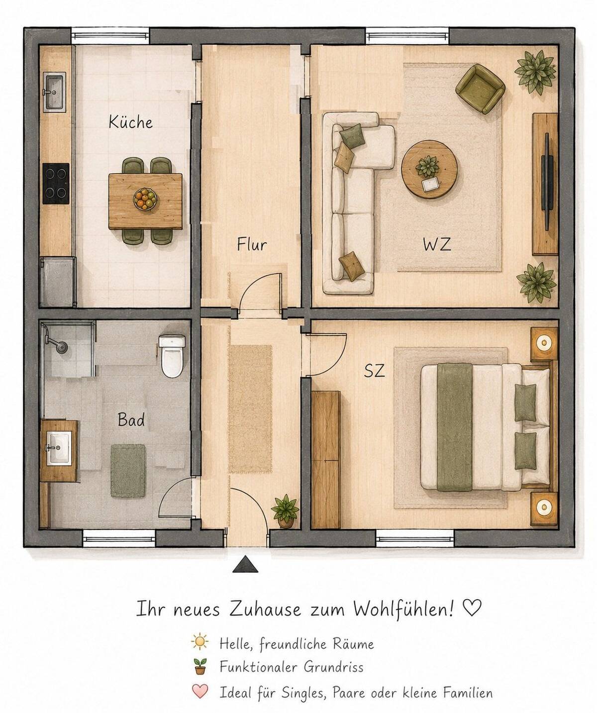 frisch sanierte 2 Zimmer Wohnung – 67595 Bechtheim – Bild 1 von 7