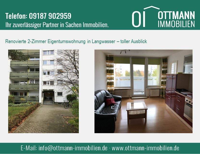 Renovierte 2-Zimmer-Wohnung mit tollem Ausblick – Nürnberg – Bild 1 von 9