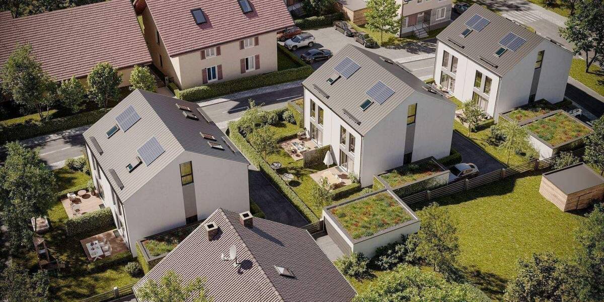 Vor Fertigstellung !,Energieeffizientes KFW 40 DHH mit Förderung ab 100.000.€ bis 220.000.-- € inkl. Grundstück , Innenausbau und Doppelgarage – 76228 Karlsruhe – Bild 1 von 4