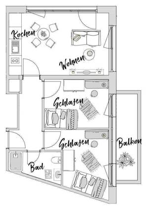 Möbliertes Penthouse-Apartment (2er-WG) im Campus Südbahnhof - NUR für Studenten, Praktikanten & Azubis – 74074 Heilbronn – Vorschaubild 4