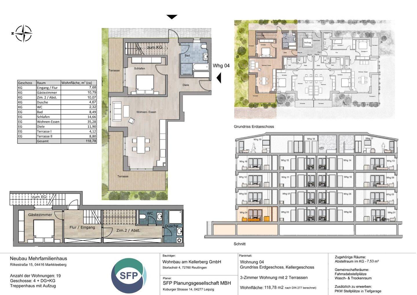 Maisonette-3-Zimmer-Wohnung mit zwei Terrassen im KfW-40-Neubauprojekt – Markkleeberg – Vorschaubild 5