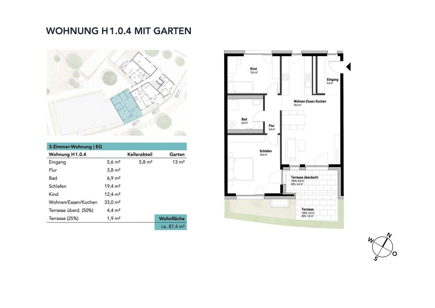 3-Zi. - Eigentumswohnung im ILLERPARK mit Garten | 87,4 m² | Erstbezug (1.0.4) – Neu-Ulm – Vorschaubild 4