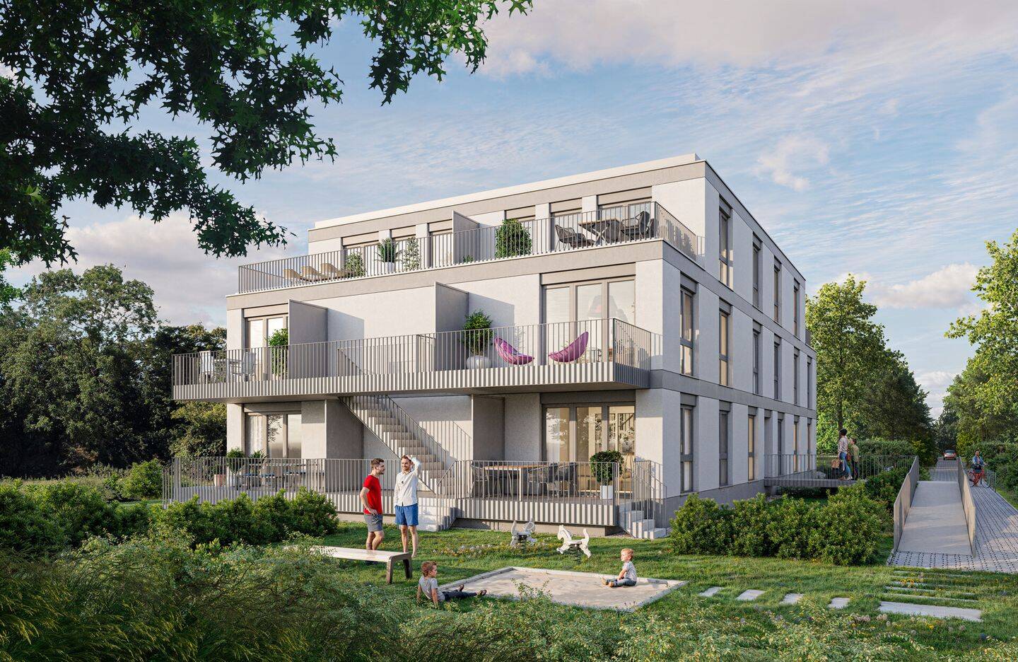 Barrierefrei ins eigene Zuhause: 3-Zimmer-EG-Wohnung mit Balkon und Gartenanteil -WE01