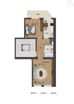 Provisionsfrei - Zentral. Charmant. Pempelfort. 55,88m² 2 Zimmer Küche Bad Balkon 4.OG