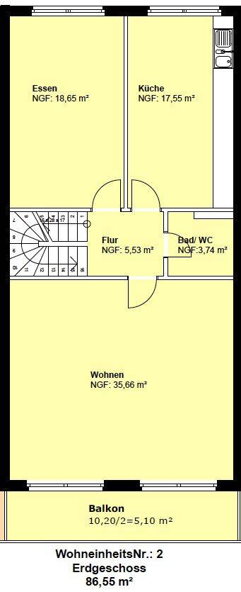 Moderne und großzügige 5 Zimmer-Wohnung über zwei Etagen mit separatem Eingang und Einbauküche – Düsseldorf – Vorschaubild 2