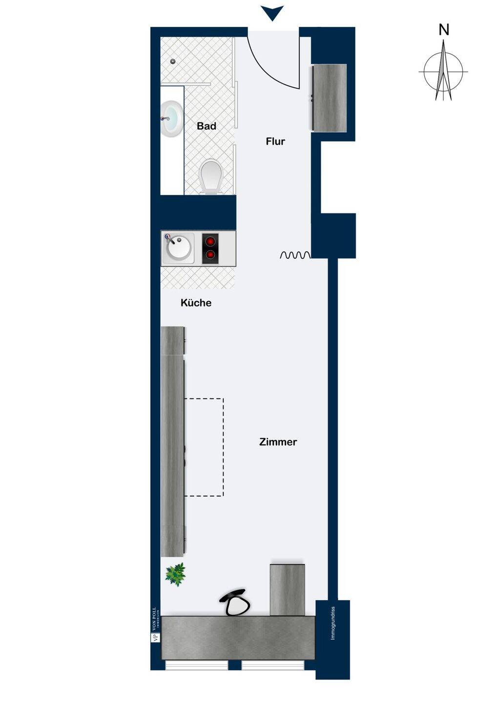 Gehoben möbliertes Apartment im Olympia-Tower – München – Vorschaubild 9