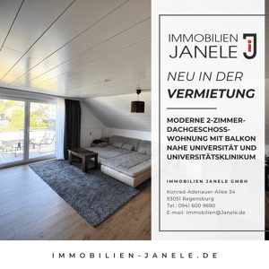 Moderne 2-Zimmer-Dachgeschosswohnung mit Balkon nahe Universität und Universitätsklinikum