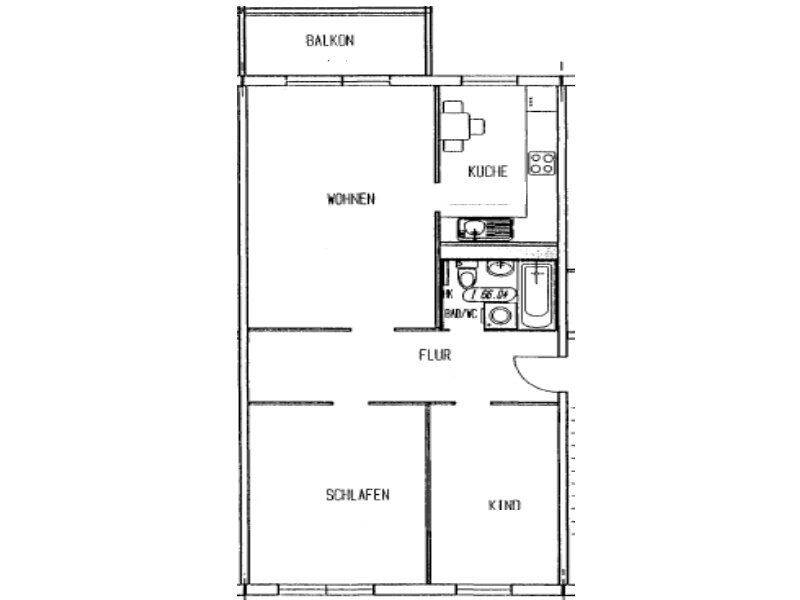 3 Raumwohnung in der 1 Etage mit Balkon – Leipzig – Vorschaubild 2