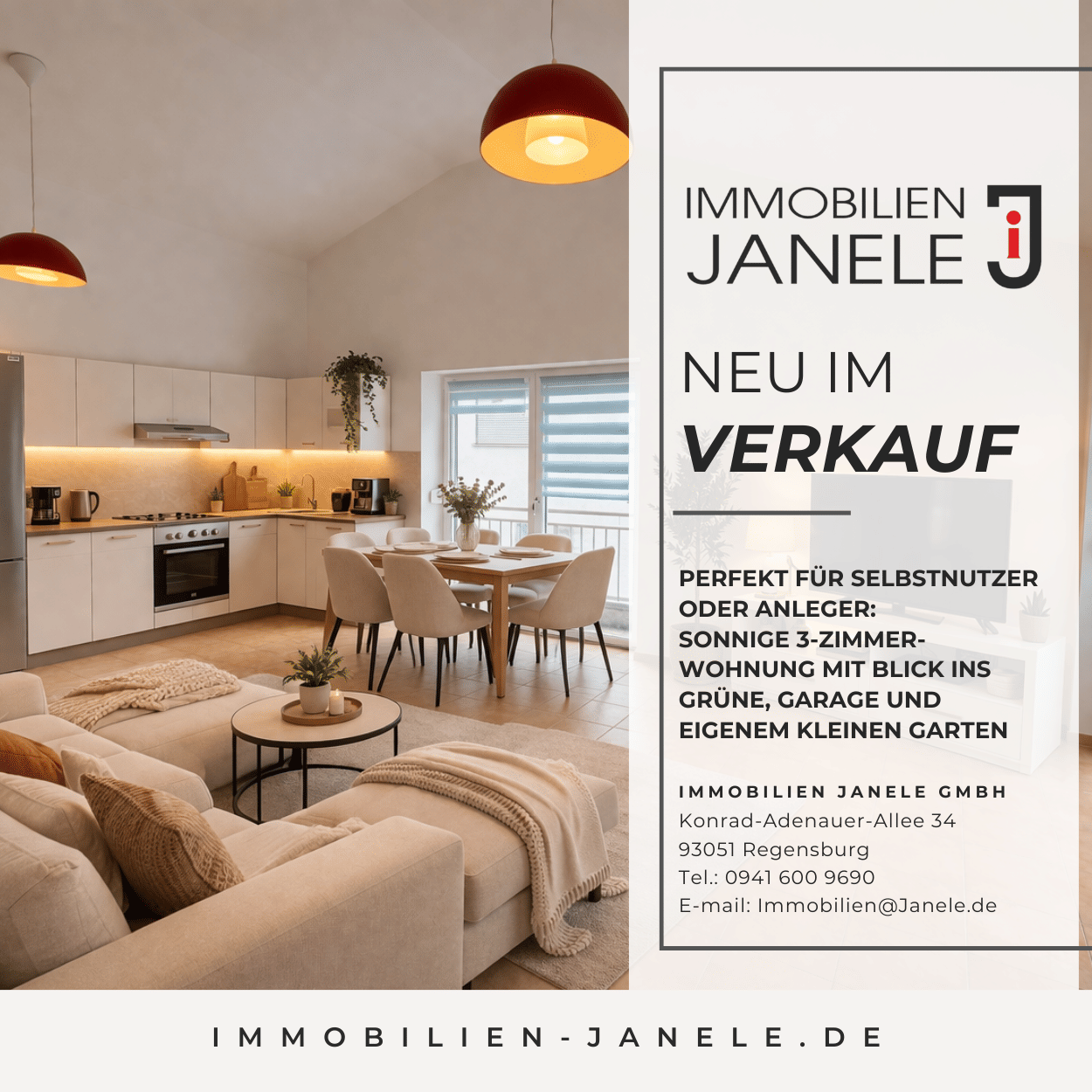 Neuwertige hübsche 3-Zimmer-Eigentumswohnung mit Blick ins Grüne, Garage und eigenem kleinen Garten