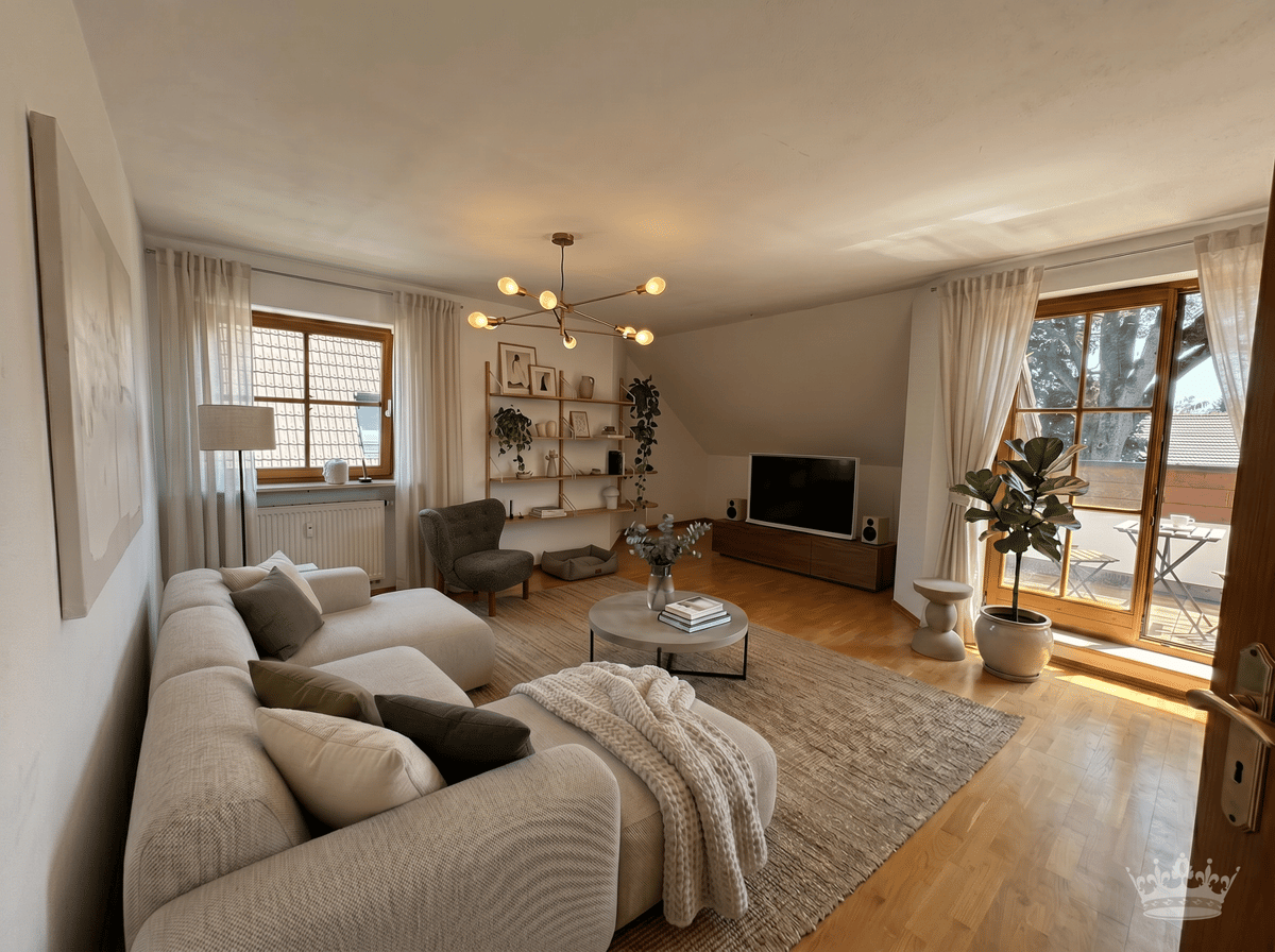 Sonnige 2 Zimmer DG Wohnung mit Dachterrasse in Waldtrudering – 81827 München – Bild 1 von 8