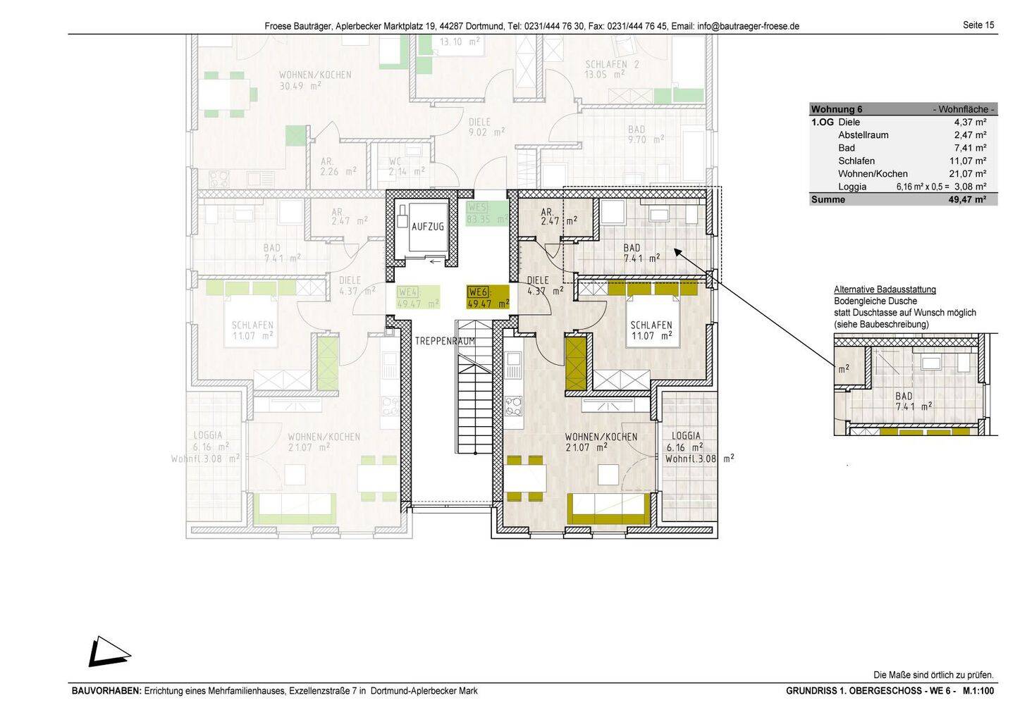 Hell und Modern = Neubau-Eigentumswohnung im 1.OG mit Loggia und Aufzug – Dortmund – Vorschaubild 2