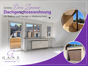 Gemütliche 3-Zimmer Dachgeschoss-Wohnung mit Balkon und Garage...