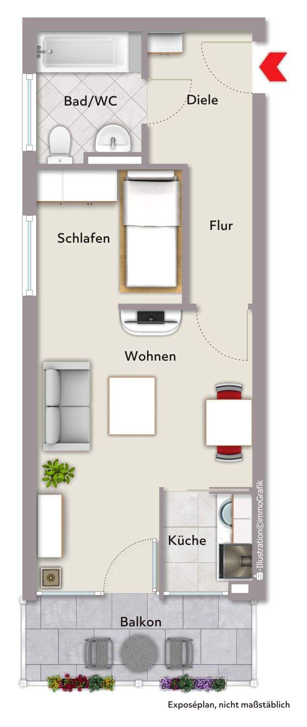 1-Zi.-Apartment in ER-Bruck...Kapitalanlage mit guter Rendite – Erlangen – Vorschaubild 2