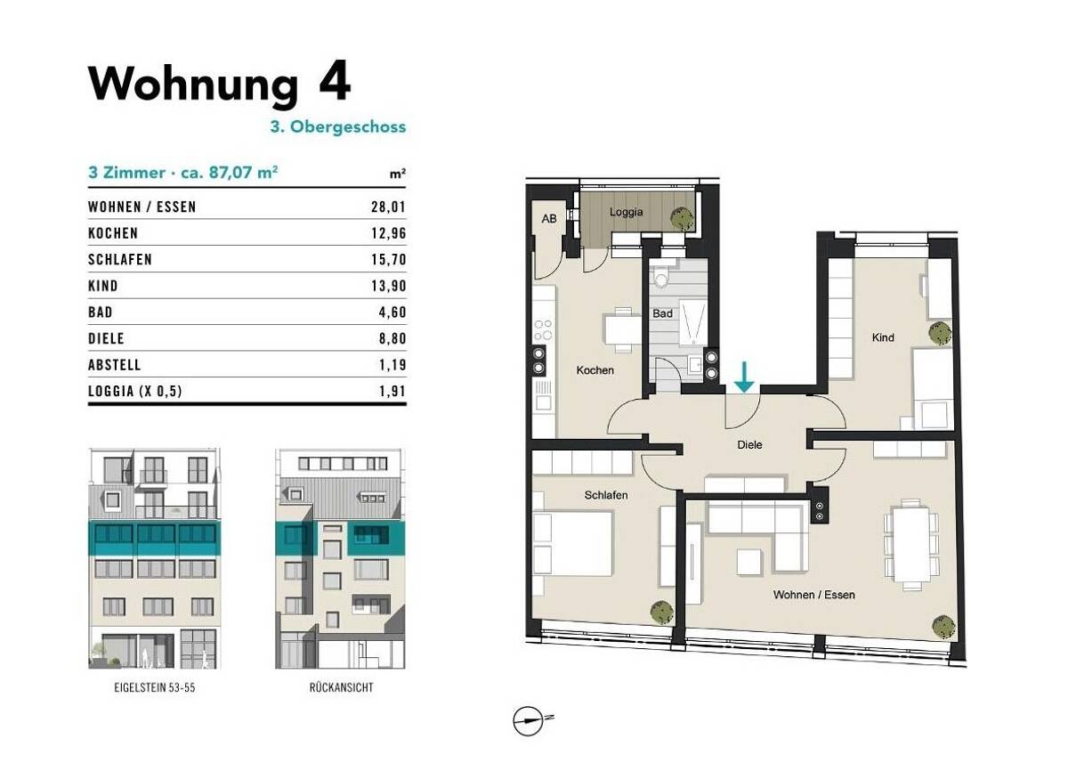 Erstbezug! Hochwertige 5-Zimmer-Wohnung zentral im Eigelstein! WG-tauglich! WE 4 – 50668 Köln – Bild 1 von 9