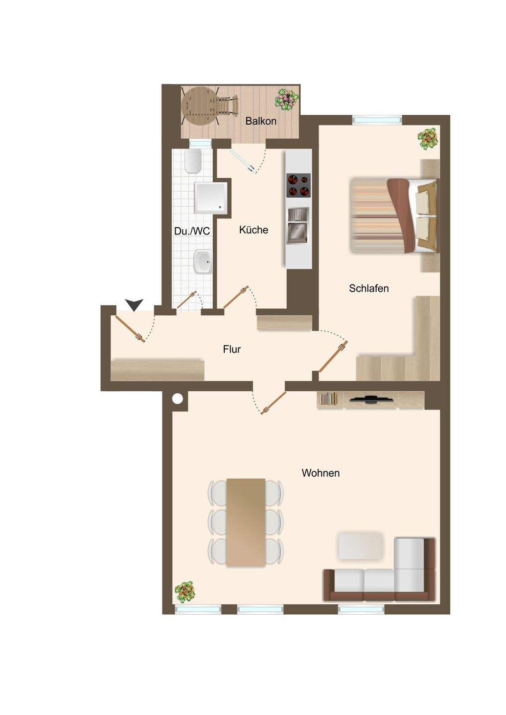 Attraktive 2-Zi-Whg mit Balkon und Stellplatz - Erstbezug nach Sanierung – Nürnberg – Vorschaubild 2