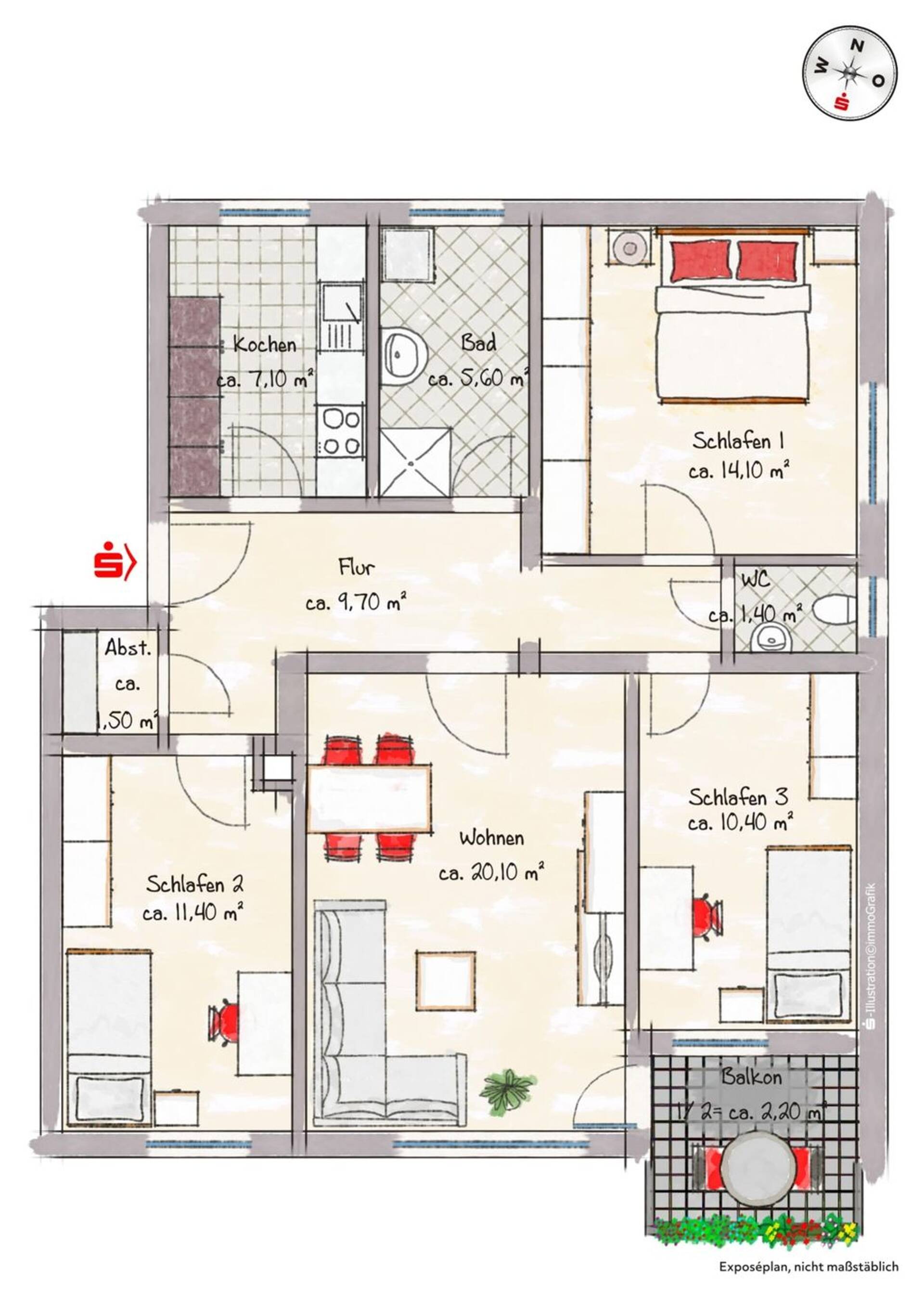 Etagenwohnung in 86956 Schongau mit 83,5 m² kaufen