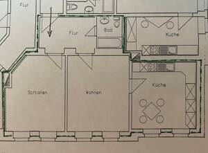 Zwei Zimmer Wohnung mit großer Wohnküche in saniertem Altbau in Dresden-Löbtau